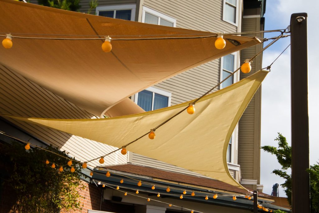 Shade Sail covering a patio. 